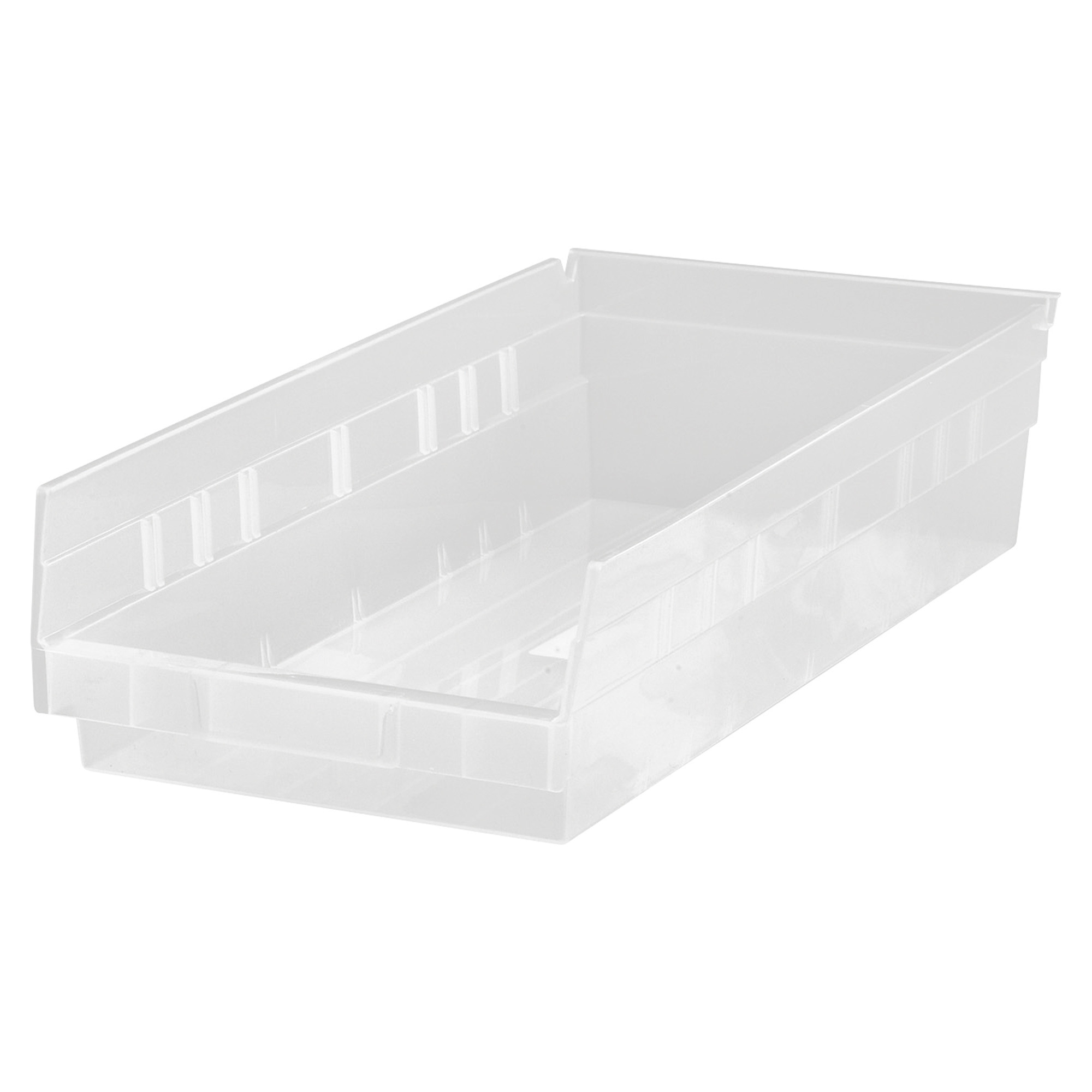 Quantum Storage Shelf Bin, 17 7/8in. x 6 5/8in. x 4in., Clear, Carton of 20, Model# QSB104CLCS